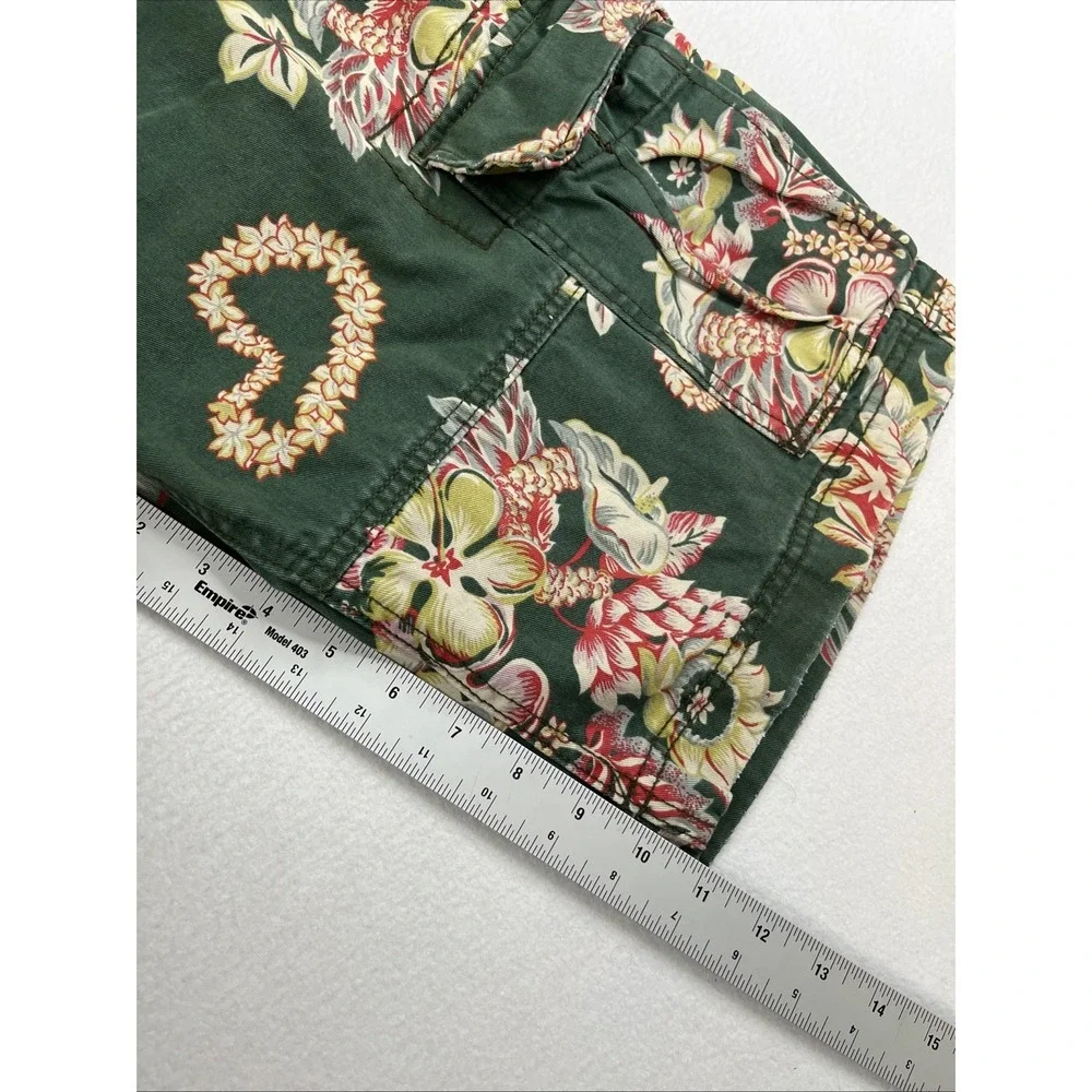 VTG Denim & Supply Ralph Lauren Cargo Shorts Mens Size 30 Green Floral Hawaiian - Picture 6 of 7